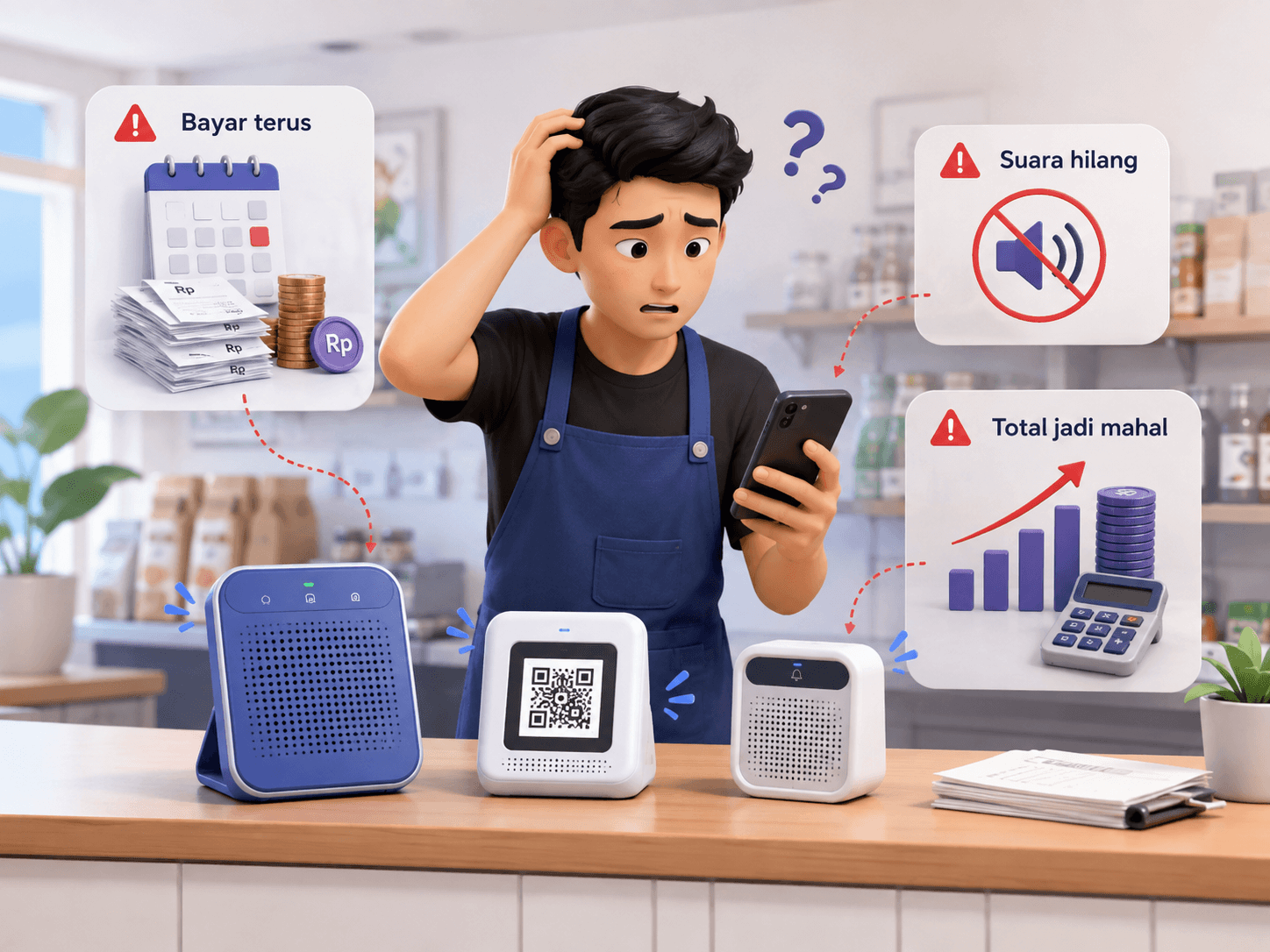 Merchant menggunakan soundbox QRIS